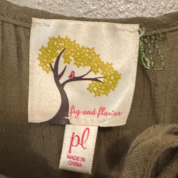 Anthropologie Fig & Flower Floral Olive Green Dress hi-low size PL Boho feminine - Picture 6 of 6